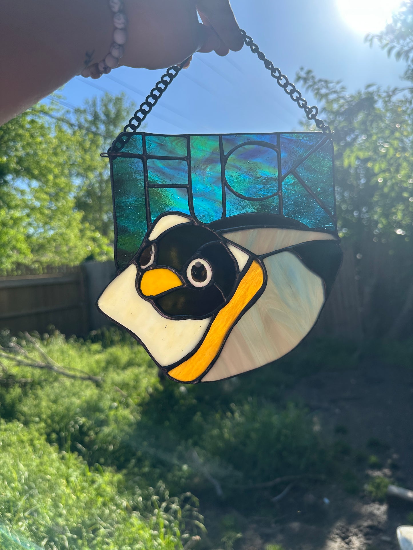 F*ck Bird Stained Glass Piece
