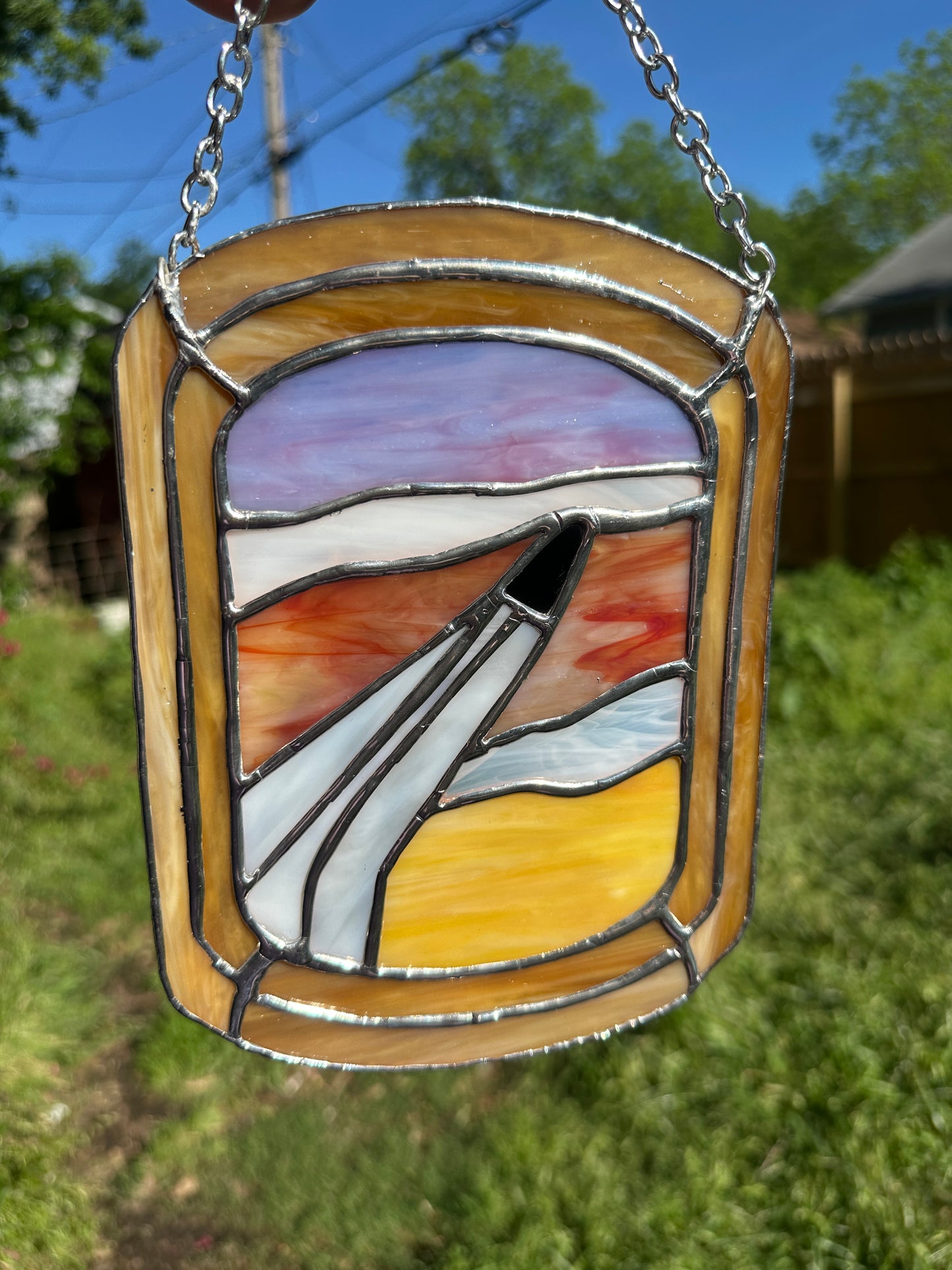 Sunset Plane WindowStained Glass Piece