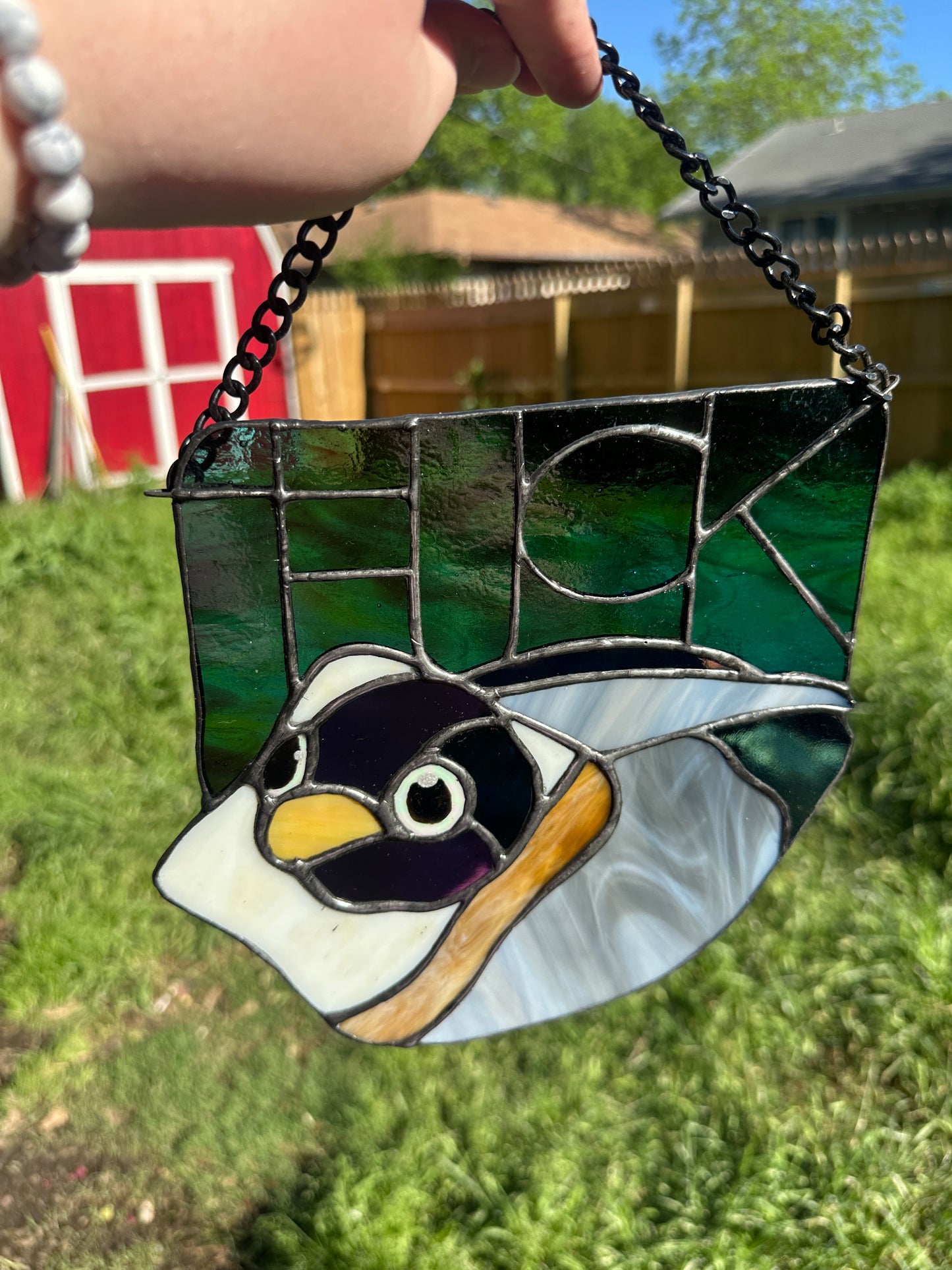F*ck Bird Stained Glass Piece