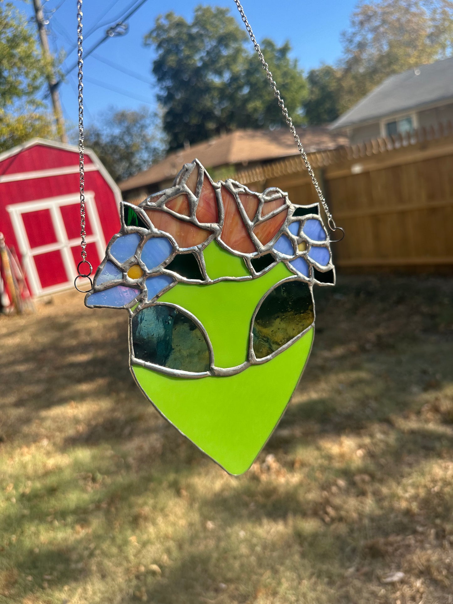 Flower Crown Alien Stained Glass Piece