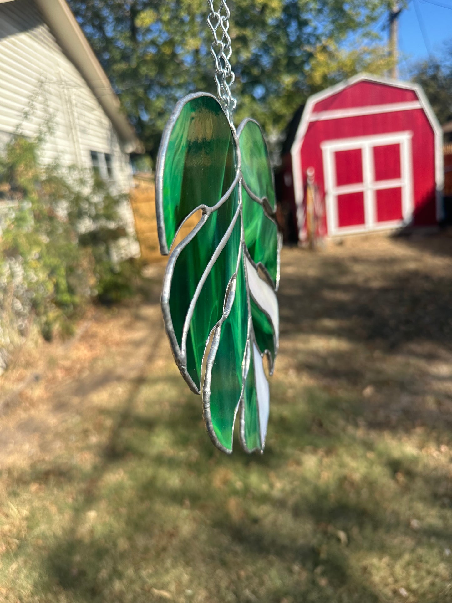 Iridescent Monstera leaf Stained Glass Piece