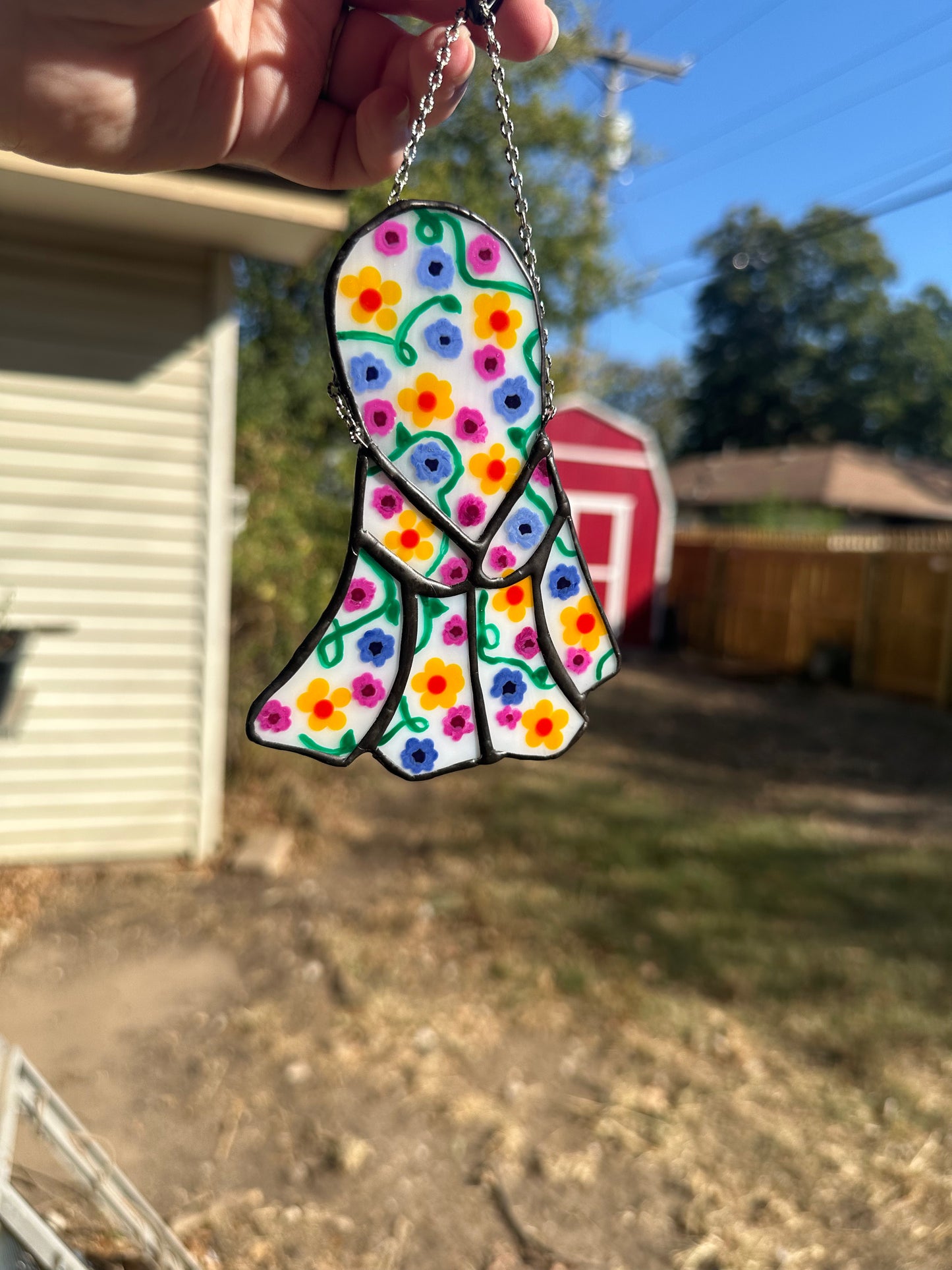 Flower Ghost Stained Glass Piece