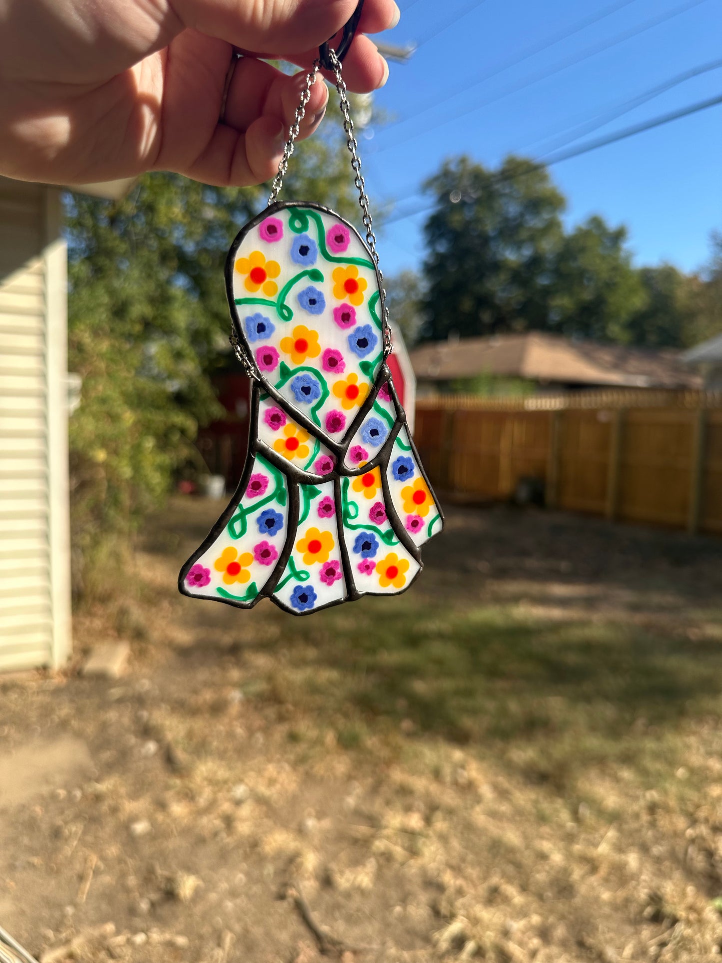 Flower Ghost Stained Glass Piece