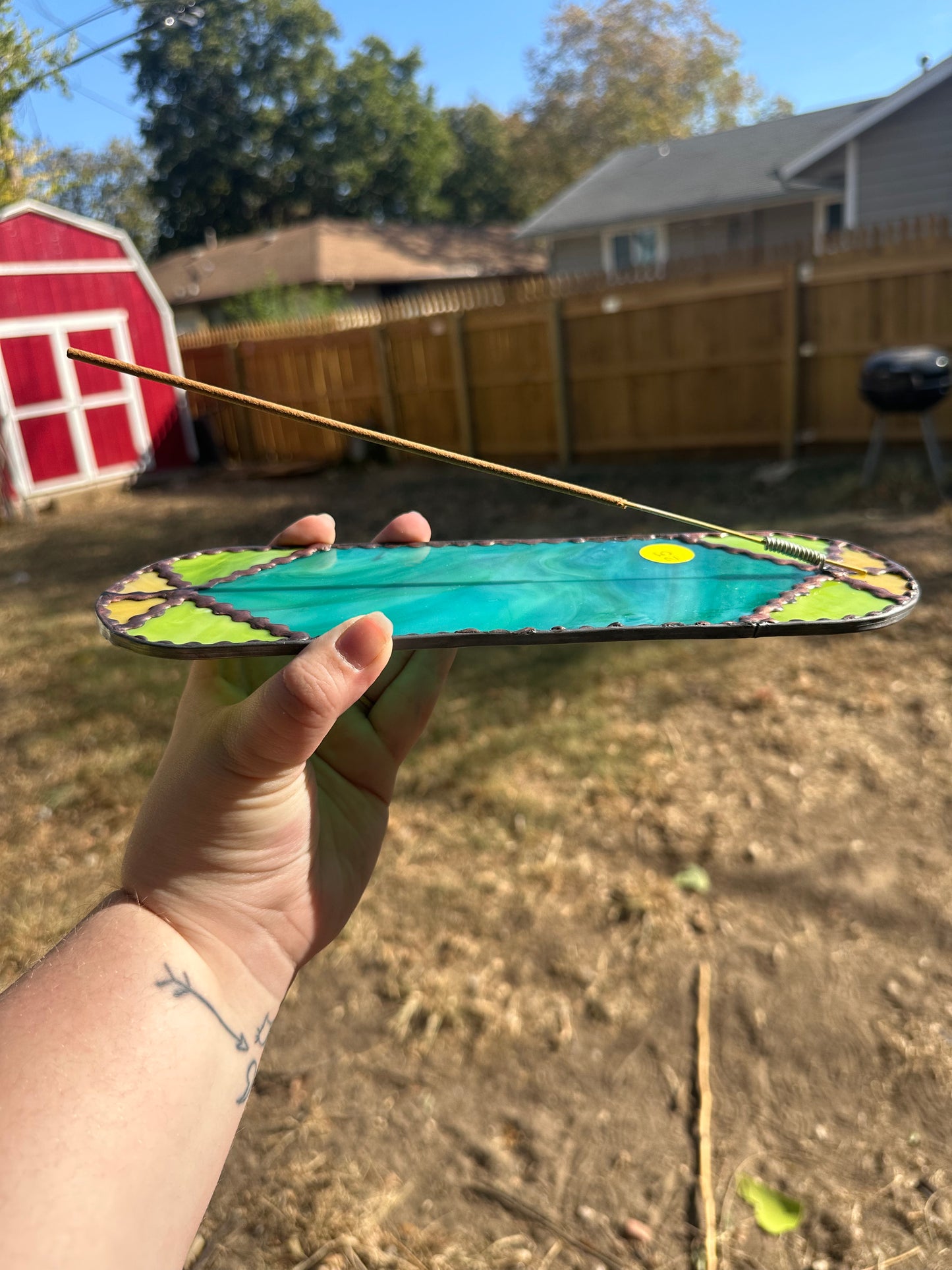 Geometric Incense Holder Stained Glass Piece