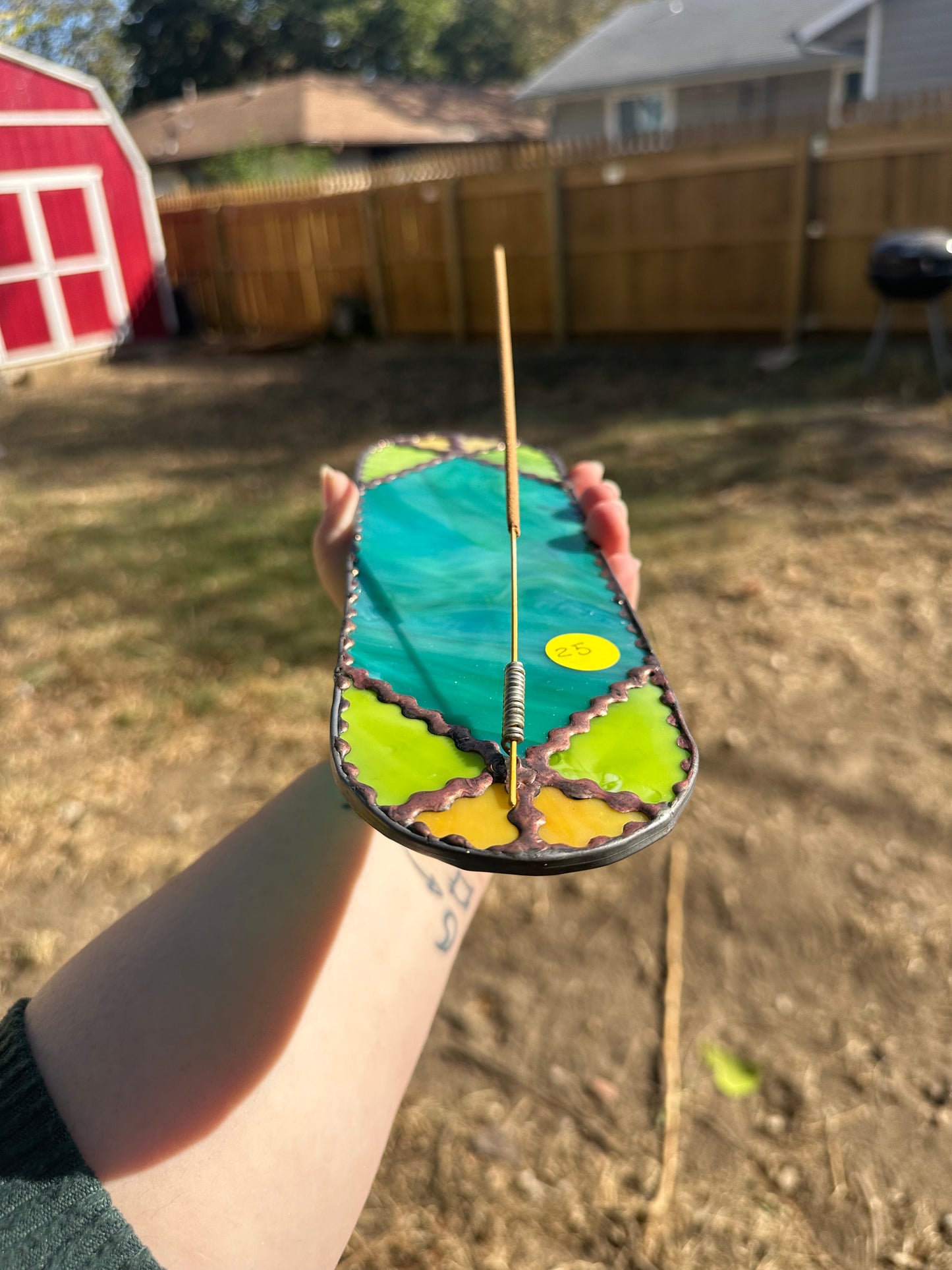 Geometric Incense Holder Stained Glass Piece