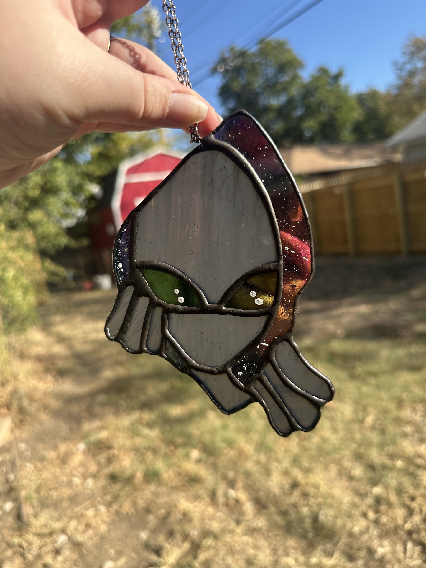 The "Grays" Alien Stained Glass Piece