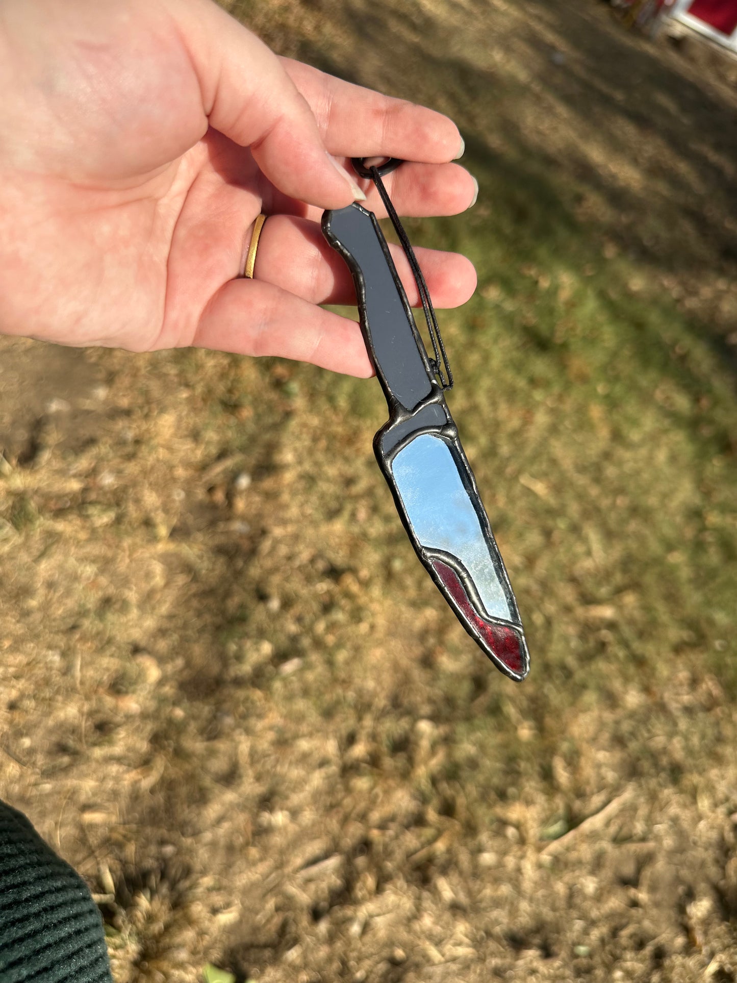 Mirror Bloody Knife Stained Glass Piece