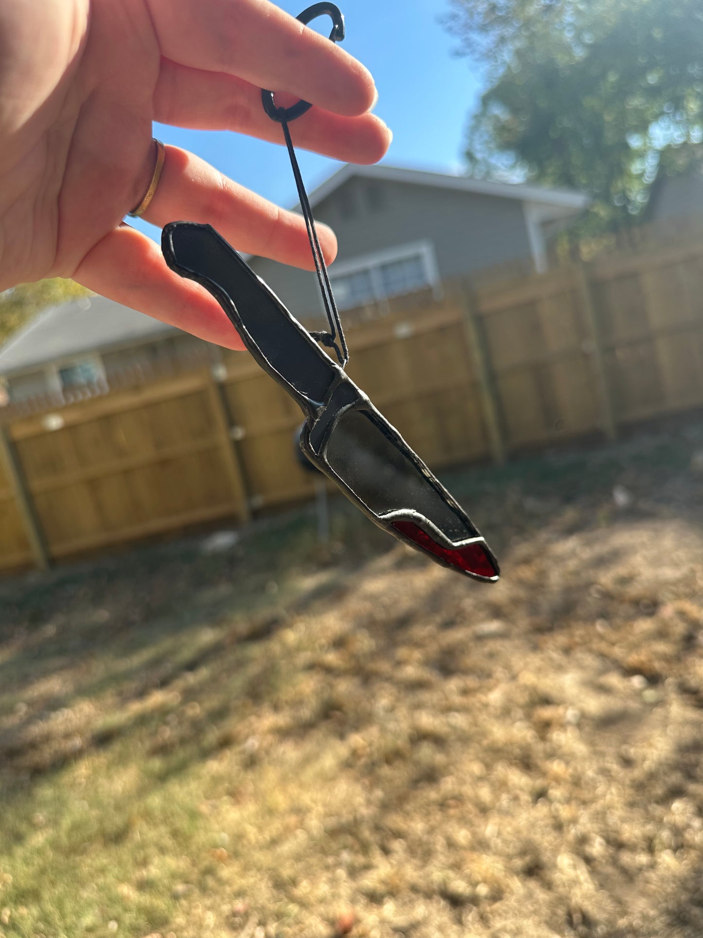 Mirror Bloody Knife Stained Glass Piece