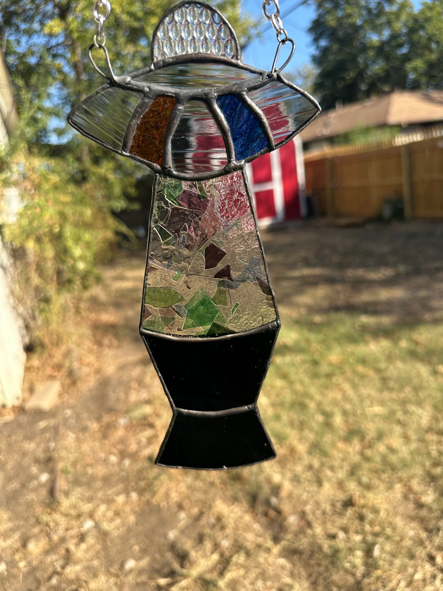 UFO Lava Lamp Stained Glass Piece