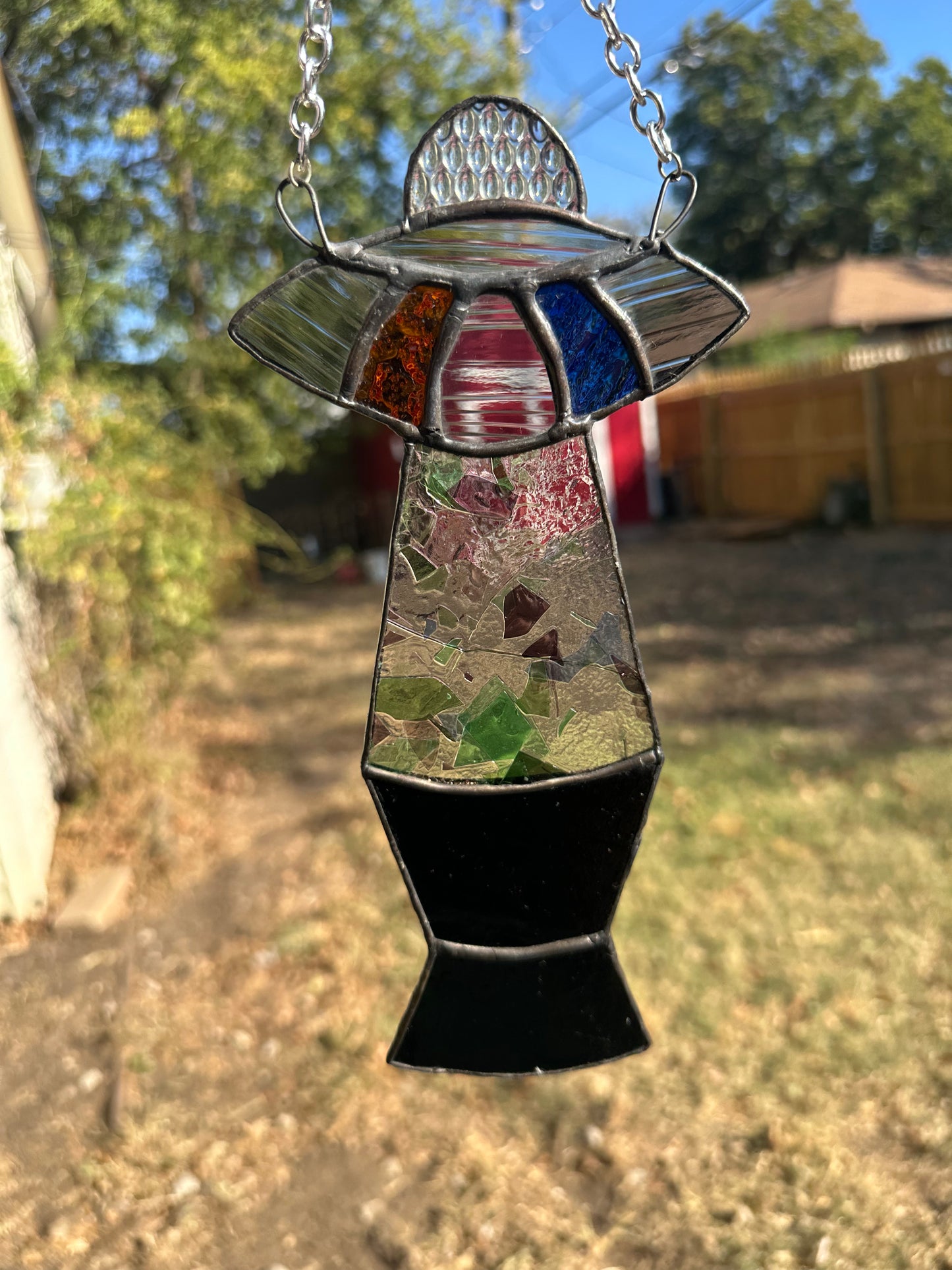 UFO Lava Lamp Stained Glass Piece