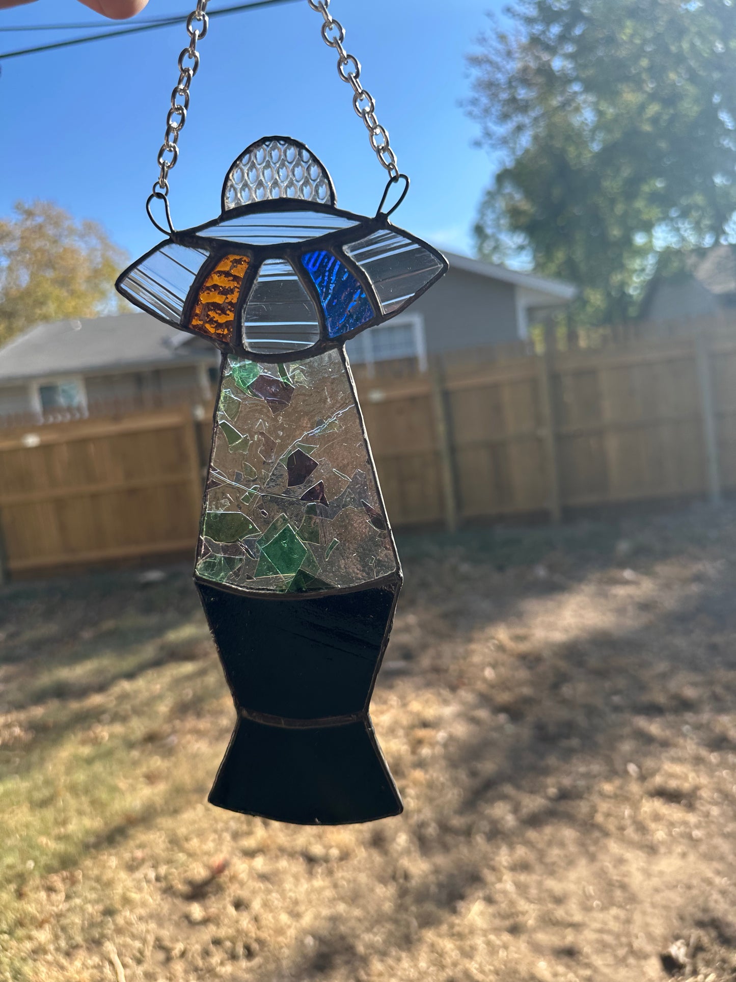 UFO Lava Lamp Stained Glass Piece