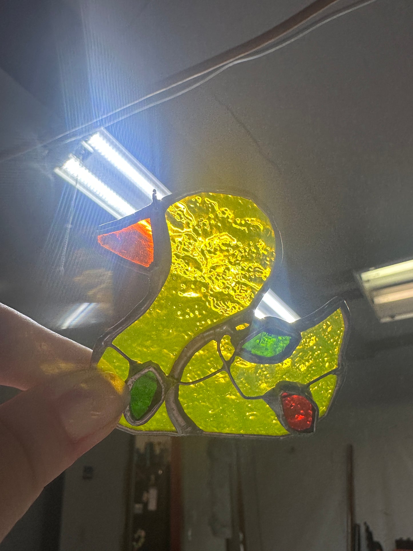 Christmas Light Duck Ornament Stained Glass Piece