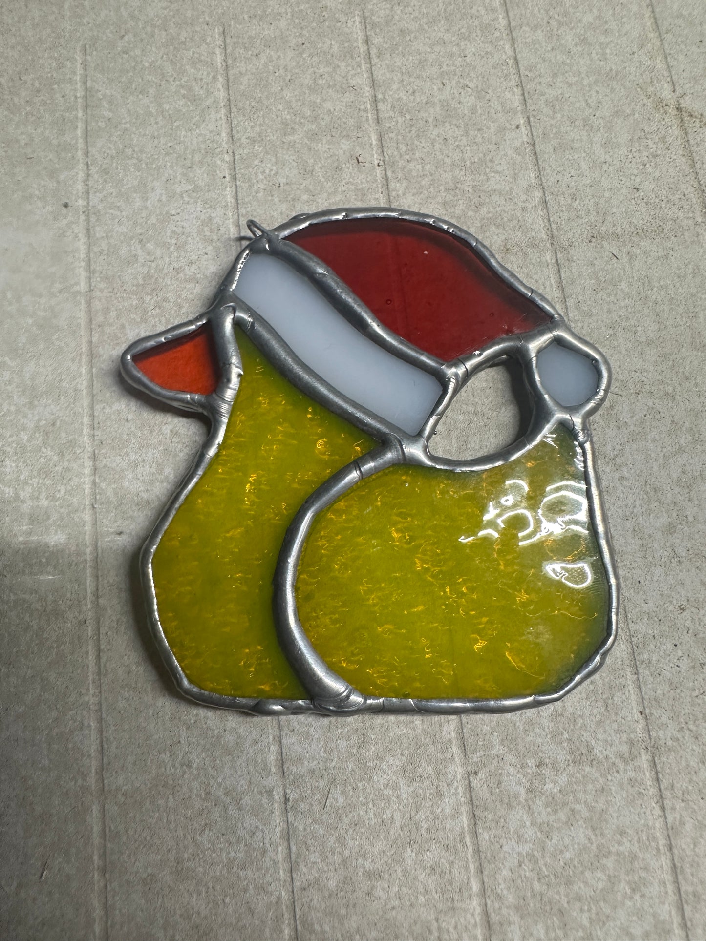 Santa Duck Ornament Stained Glass Piece