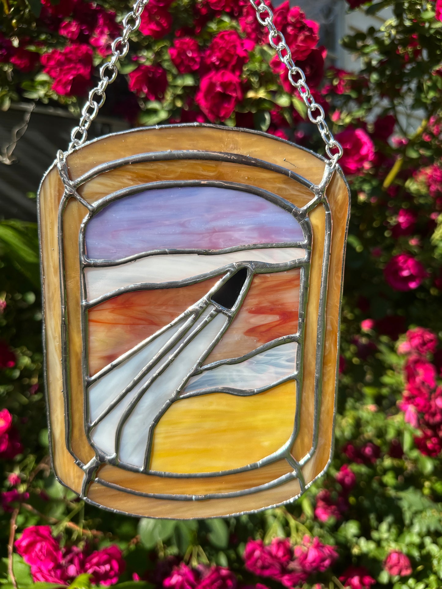 Sunset Plane WindowStained Glass Piece