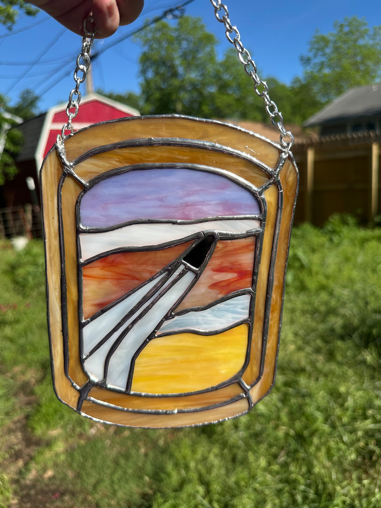 Sunset Plane WindowStained Glass Piece