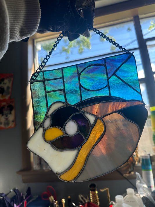 F*ck Bird Stained Glass Piece