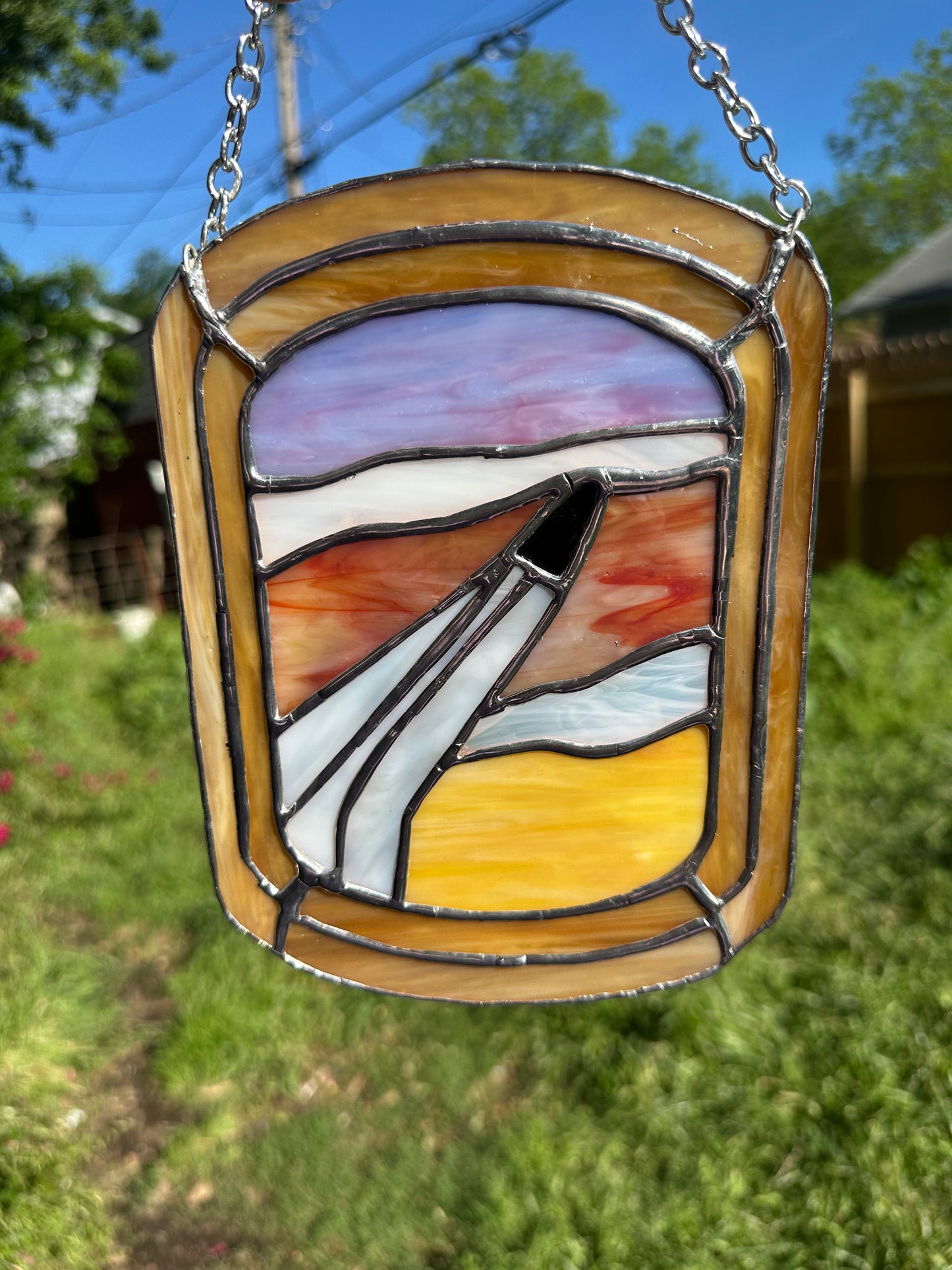 Sunset Plane WindowStained Glass Piece